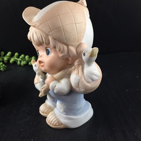 HOMCO Boy with Ducks Bat Hobo Runaway 1418 Bib Overalls 1980s - Picture 2 of 4